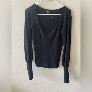Lulus black balloon sleeve square neck long sleeve sweater